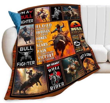 Western Cowboy Blanket Soft Fuzzy Fleece Bullfight Throw Blankets Decor Cozy Warm Plush Flannel Bull Fighting Blanket Gifts for Boys Girls Men Women Home Chair Sofa Couch Bed 50X40