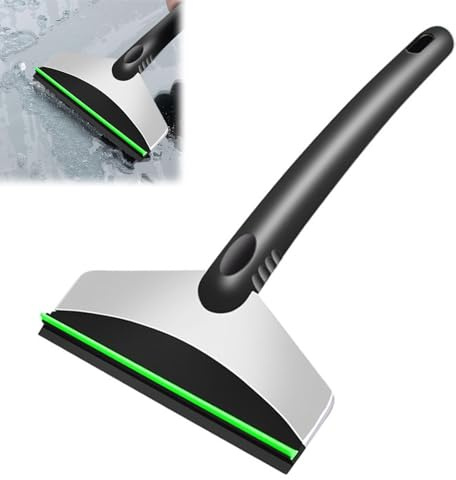 Cerioll Rasquetas De Hielo para Coche, Rascador De Hielo para Luna De Coche, En INOX Y ABS, con Goma para Arrastrar Agua, Agarre Suave Antideslizante, para Ventanas De Parabrisas De Automóviles