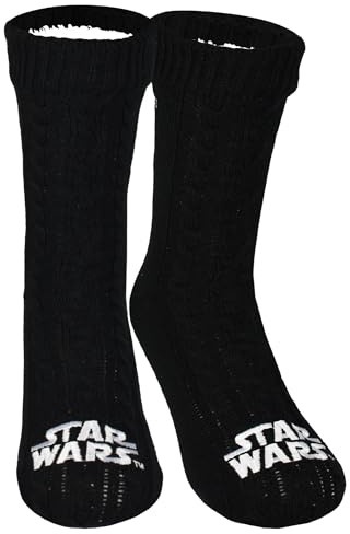 United Labels Star Wars Hüttensocken - Strick Haussocken mit Sherpa Futter für Herren Kuschelsocken Flauschige Wintersocken warme Männer Socken OneSize Schwarz