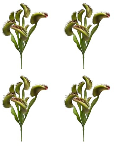 Artificial Plants 4Pcs 15.74 Venus Flytrap Lifelike Realistic Fake Carnivorous Venus Flytrap Faux Fly Trap for Halloween Home Party Garden Office Decorations