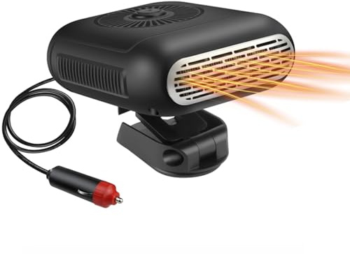 Calentador para coche de 12V y 150W, calentador y desempañador portátil para coche con rotación de 360°, desempañador de parabrisas y calefacción para coche con enchufe para encendedor de cigarrillos
