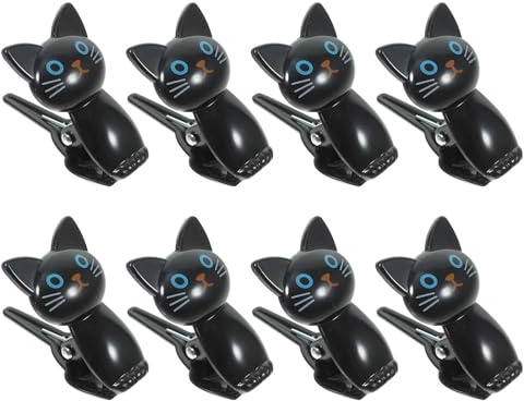 Milisten Lot de 8 Pinces Réutilisables de Chat, Clips de Fermeture pour Sachets Alimentaires, Colliers D'étanchéité Noirs, pour Snacks, Paquet Hermétiques et Conservation Bureau Cuisine