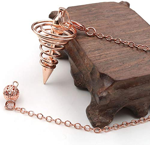 Spacnana Metal Spiritual Pendel Divination Tool Dowsing Pendel för Chakras Tester Healing Balance Energy Field med 7,0 i Kedja (Rose guld)