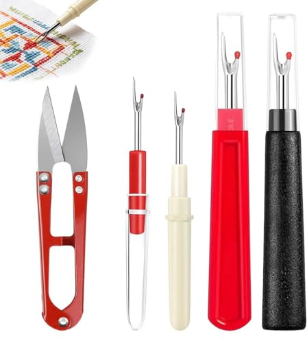 Sprättverktygsset - Fem Delar Ergonomisk Lättanvänd Portabel | Sprättare - För Nybörjare Erfarna Entusiaster Broderi Borttagning Stickning Quilting
