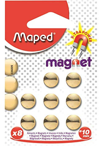 Maped 036009 Blister de 8 imanes diámetro 10 mm dorado