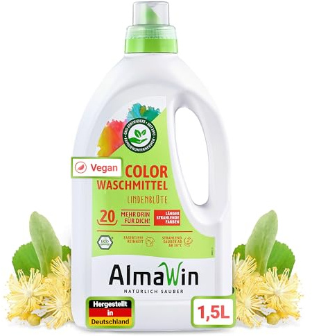 AlmaWin Lessive liquide couleur concentrée écologique 20 lessives 1,5 l