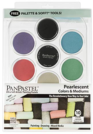 PanPastel Artist Pastels by GOLDEN, Pearlescent & Mediums Set, 10 Color, Professional Artist Pastels, Unique Pan Format (cake-like)