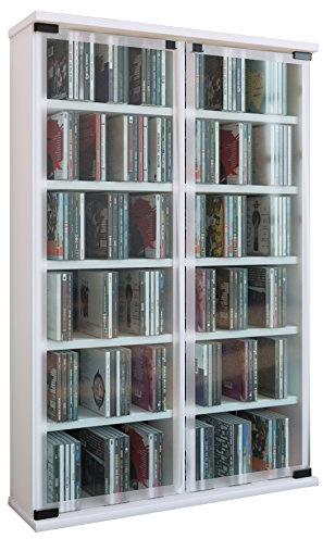 VCM Regal DVD CD Rack Medienregal Medienschrank Aufbewahrung Holzregal Standregal Schrank Möbel Bluray Weiß Galerie