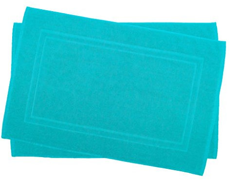 Julie Julsen 2er Pack 50 x 80 cm Badvorleger in Premium Qualität 900 gm2 in aktuellen Farben und 4 Größen aus Baumwolle Badematte Badteppich Duschvorleger Design Doppel Rahmen Türkis