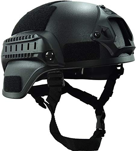 Haoyk mich 2000 Style Tactical Airsoft Paintball casco con Nvg Mount e sponda per airsoft paintball, Black