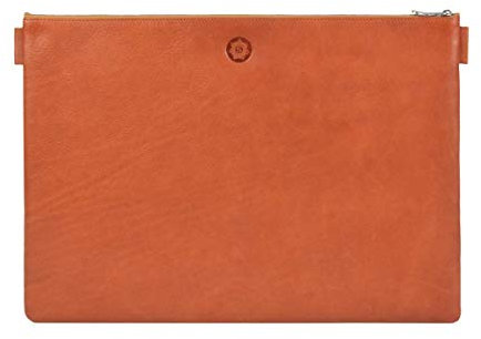 Sonnenleder Dokumentenmappe groß Banktasche A4 Leder mit Reißverschluss Ledermappe Ledertasche natur braun
