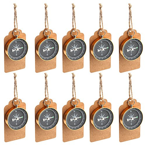 LOTE DE 20 BRÚJULA VINTAGE + TARJETA KRAFT - Detalles y regalos prácticos para Invitados de Bodas Hombres, Mujeres, Comuniones