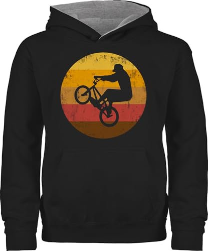 Shirtracer Pullover Kinder Hoodie Jungen Mädchen - Sport Kleidung - Radsport Geschenk BMX Fahrer Geschenk Radfahrer I - 152 (12/13 Jahre) - Schwarz/Grau meliert - 25. Geburtstag Rad kinderhoodie MTB