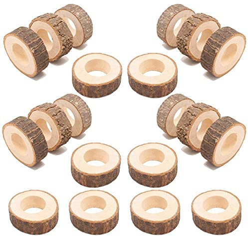 20 Stück Serviettenringe Holz Natur Sonwaha Servietten Ringe Vintage Eiche für Hotel Hochzeit Geburtstag Weihnachten Party Tisch Esstischdekoration Serviettenringe Holz Rustikale Rund Napkin Rings