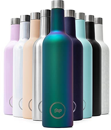 Sup Insulated Wine Bottle Cooler, 750ml Stainless Steel Wine Cooler Keeps Rosé Cold for 24 Hours or Mulled Wine Hot for 12 Hours
