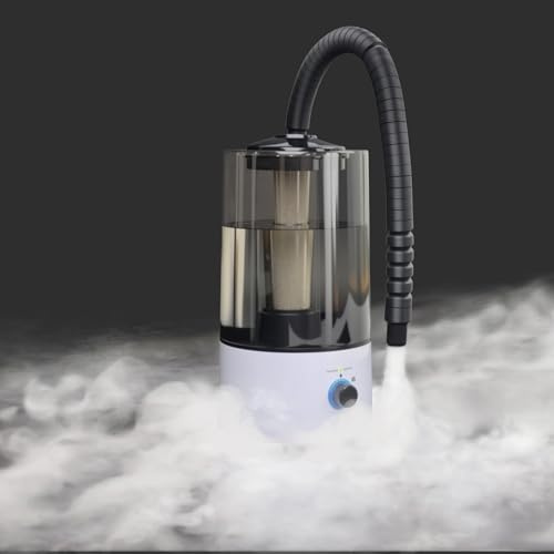 Hoqqf 4L Reptile Humidifier Fogger with Extended Hose - Adjustable & Quiet Fogger/Mister for Chameleon, Bearded Dragon, Amphibians - Large Capacity(White)