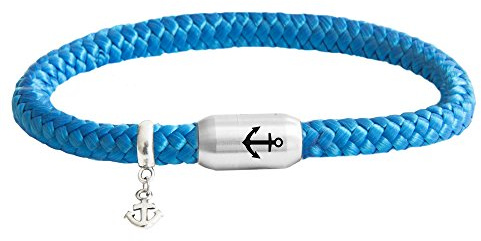 Paris Montana Original ankare gravyr segelrep unisex armband med ankare hänge unisex flätad handgjord högkvalitativ magnetisk stängning diameter 8 mm, 21.00 CM, Segelrep