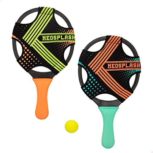 COLORBABY 54143 Lot de 2 Raquettes de Plage avec Balle en néoprène Sports&Games, Raquettes de Plage, Jeux de Plage, Jouets d'été, Jouets d'extérieur, Jeux de Balle
