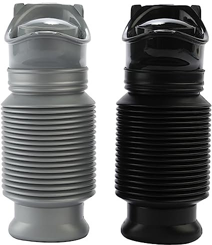 Topcloud Schrumpfbares Urinal, 2 Stück, 750 ml, für Männer und Frauen, tragbar, mobiles Toiletten-Töpfchen, Urinflasche, wiederverwendbar, Notfall-Urinal für Camping, Auto, Reisen, Stau und