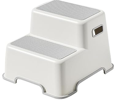 Sgabello per Bambini, Gradino Antiscivolo, Sedile per Addestramento per WC, Sgabello a Due Scalini per Stanza Da Bagno, Step up Stool, GRIGIO