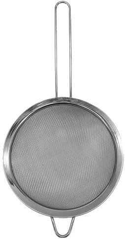 Fackelmann INITIAL Sieve Stainless Steel, Fine Metal Mesh with Rim, Long Handle, For Sifting Straining & Draining, Food Kitchen Strainer, Flour & Icing Sugar Sifter, Medium 15.5cm Diameter Colander