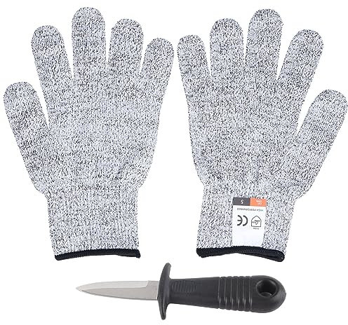 Couteau à Huîtres Gants D'ouverture D'huîtres Protection De Niveau 5 Kit D'écaillage D'huîtres Résistant à L'abrasion Kit D'ouverture D'huîtres Accessoires Pour les Restaurants Et les Ménages
