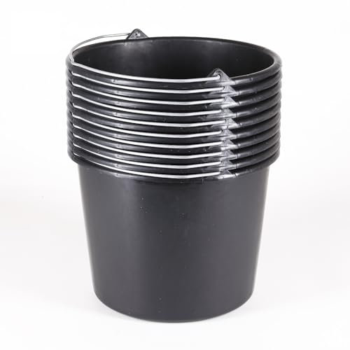 Baueimer Baukübel Mörteleimer 12L Futtereimer Eimer Schwarz Eimerset Wassereimer Putzeimer Kübel 10 Stck