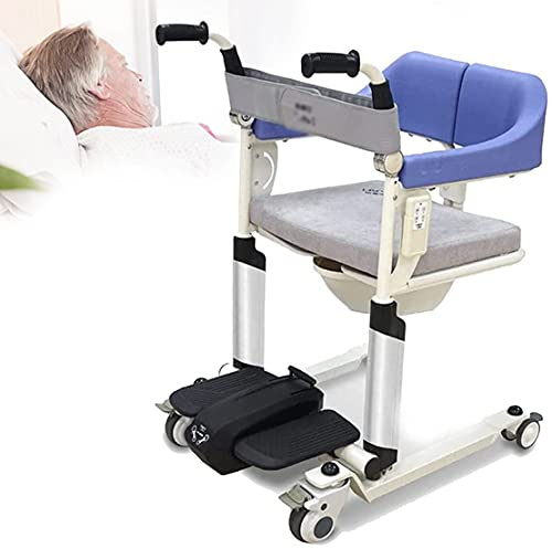 Patientenstuhl Lift Transfer Rollstuhl, Badezimmer rollstühle mit Abnehmbarem Kissen und Kommode, Toilettenrollstuhl, Duschstuhl, Faltbare Mobile Toilette ältere Behinderte Person