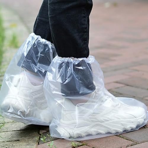 Nenluny 2026 New 10 Pairs Shoe Covers Boot Covers Plastic Disposable Waterproof Shoe Covers for Men and Women Rain Outdoor Indoors Overshoes (Transparent)