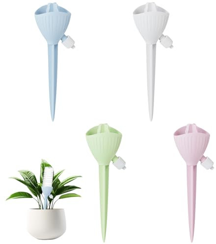 Sfere di irrigazione per piante, sistema di irrigazione da giardino, balcone, irrigazione automatica con valvola regolabile, irrigazione per piante in vaso (4 pezzi)