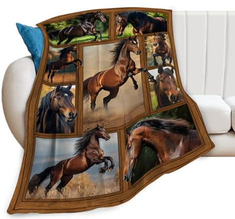 Horse Blanket, Horse Throw Blanket, Horses Gifts Blankets Stuff Fleece Flannel Plush for Girls Women Men Boys Lovers Adults Soft Bedding Gift for Sofa Bed Office Home Decor 40X50