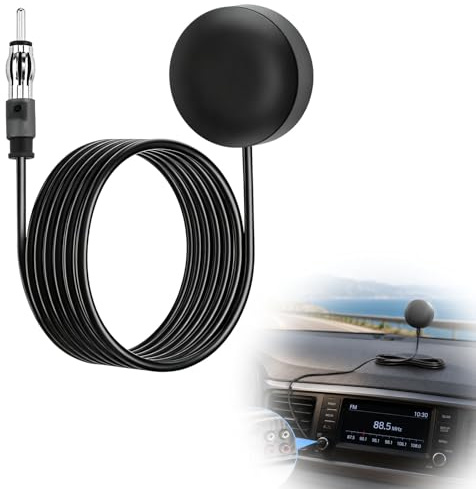 Antenna FM universale per auto, con spina DIN e cavo di prolunga da 3 m, autoadesiva, per parabrezza, antenna radio compatta per auto, camion, SUV