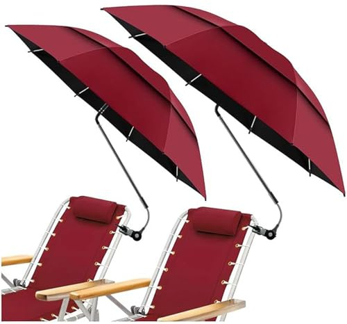 2PCS Paraguas para Silla con Abrazadera Universal 48.6 Pulgadas Sombrilla para Silla de Playa Ajustable 360° Protección UV SPF 50+ para Silla de Ruedas,Silla de Playa,Sillas de Patio,Cochecito