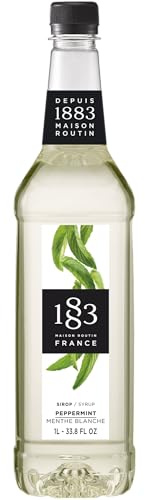 1883 Maison Routin Premium Peppermint Syrup Made with Pure Cane Sugar for Coffee, Hot Chocolate & Mocktails - Fresh Mint Flavour, No Preservatives - 1L PET Bottle