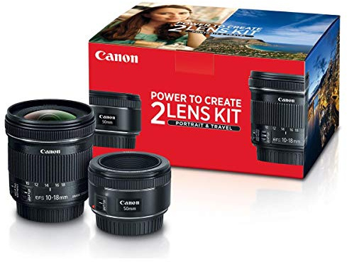 Canon Portrait and Travel Two Lens Kit with 50mm f/1.8 and 10-18mm Lenses Black