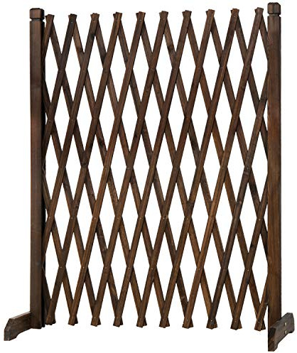 MyGift Expandable Garden Trellis, Solid Wood Freestanding Lattice Panels for Outside, Decorative Lattice Fence Trellis for Climbing Plants Outdoor, Brown