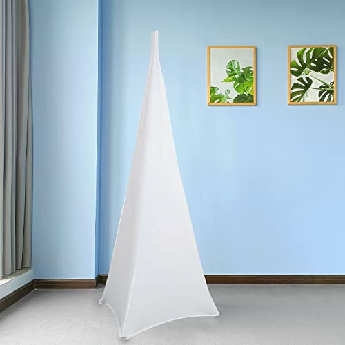 Trimming Shop Triple Costado Estirable Trípode Soporte para Altavoz Cubierta DJ Telón Gasa para Bodas, Banquetes, Eventos, Negro - Blanco, 5pcs