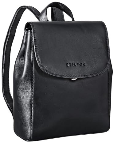 STILORD 'Hazel' Frauen Rucksack Elegant Leder Daypack kleiner Lederrucksack Vintage Cityrucksack Rucksackhandtasche für 13,3 Zoll MacBook Echtleder, Farbe:schwarz