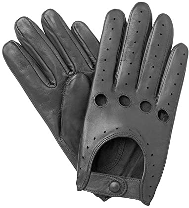 Swift Wear Gants de conduite en cuir d'agneau souple pour homme Style rétro classique, Noir , XL