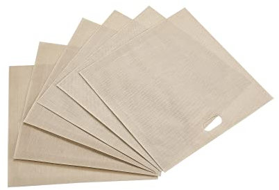 sourcing map Antiadherente 160x165mm Tostadora Bolsas Lavable PTFE Calor Resistente Bolsas para Parrilla Microondas Horno 6 Piezas