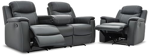 Vente-unique-Ledergarnitur Relax 3+1 - Anthrazit - Evasion