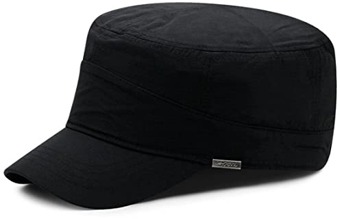 Vintage Military Style Flat Cap Uomo Esercito Cappello Invernale con Berretto da baseball in pile, Nero-L.