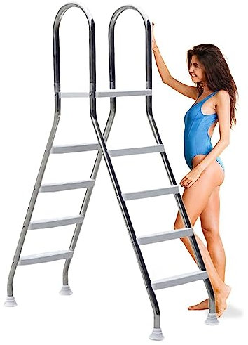 BOTOWI Poolleiter, 52 oberirdische Badeleiter, Last 500 lb, 304 Edelstahl-Pooltreppe, 4-stufige rutschfeste Trittleitern für Erwachsene Home Kitchen Indoor
