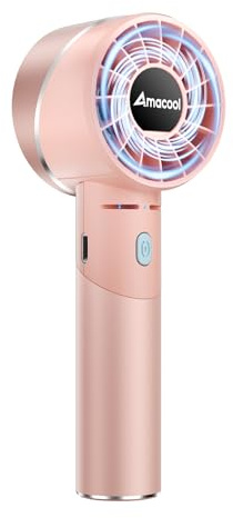 AMACOOL Portable Handheld Turbo Fan, 17Hrs Runtime, 4 Speeds Wind, Cool Metal Body, Rechargeable Battery Personal Fan, Mini Pocket Fans for Girl Woman Man Travel Makeup Camping Outdoor-Pink