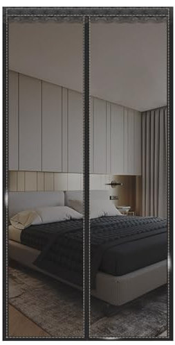 Aisprts Moustiquaire Porte Magnétique 110x210cm Anti Moustique et Insecte Rideau de Porte Facile à Installer Sans Perçage pour Portes de Balcon, Portes de Cave et Portes de Patio, Noir