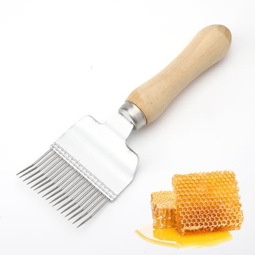 ZMDMAH Edelstahl Entdeckelungs Gabel, Bienen Entdeckelungsgabel, Bienen Gabel Honig Kamm Imkereiausrüstung Zubehör, Imkergabel Edelstahl,Imker Gabel, Bienenzucht Werkzeug mit 17 Zinken