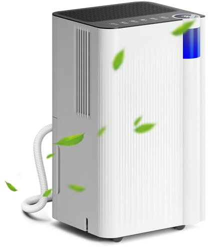 HOMCOM 12L/Day Dehumidifier with Low Noise Level, Continuous Drainage, 2L Water Tank, 24H Timer, LED Display, Filter, Auto Defrost, Children Lock, Dehumidifier for Home Damp, Laundry Drying, Basement