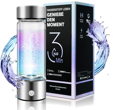 LOZLTX Hydrogen Water Bottle【NO.1 Double Hydrogen Content】【1-Click Operation, Instant H2】420ml 3000PPB Hydrogen Water Bottle Heavy Metals Improve Water in 3 Min (2025 Model)