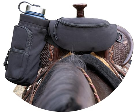 STARKENBURG COMPANY Horse Saddle Pommel Bag & Bottle Holder Set, Saddle Drink Holder, Horse Tack, Horse Gifts, Horse Stuff, Equestrian Gifts, Saddle Accessories