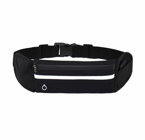 UYGTHI Laufgürtel Handy Tasche Jogging, Reflektierende Handytasche Joggen Wasserdicht für Damen und Herren, Laufgürtel mit Kopfhöreranschluss und Verstellbarem Gurt (Schwarz)
